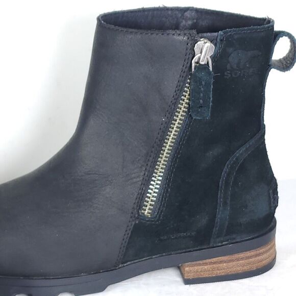 Sorel Women’s Emilie II US 7 Black Suede Leather Side Zip Ankle Boots Booties - Picture 14 of 14